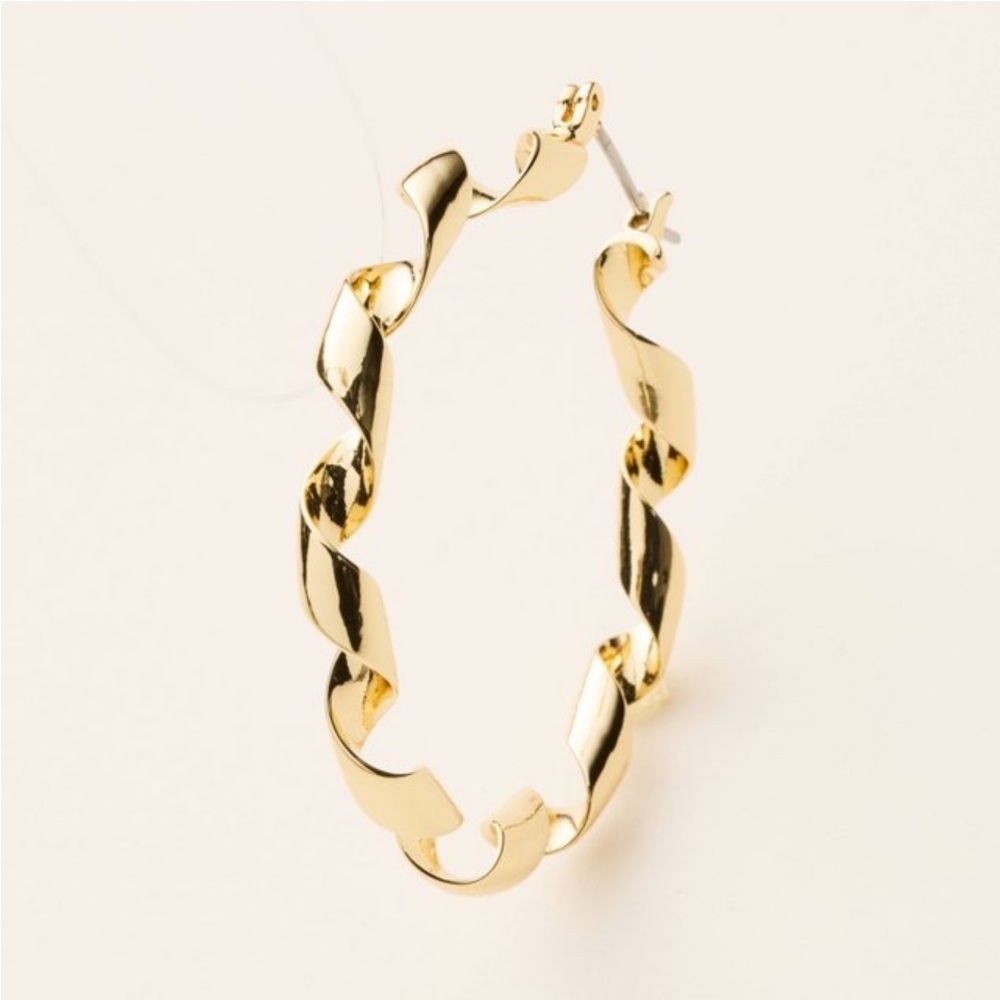 NWT Kate Spade x Target Gold metal twisted Hoop Earrings - Picture 2 of 4